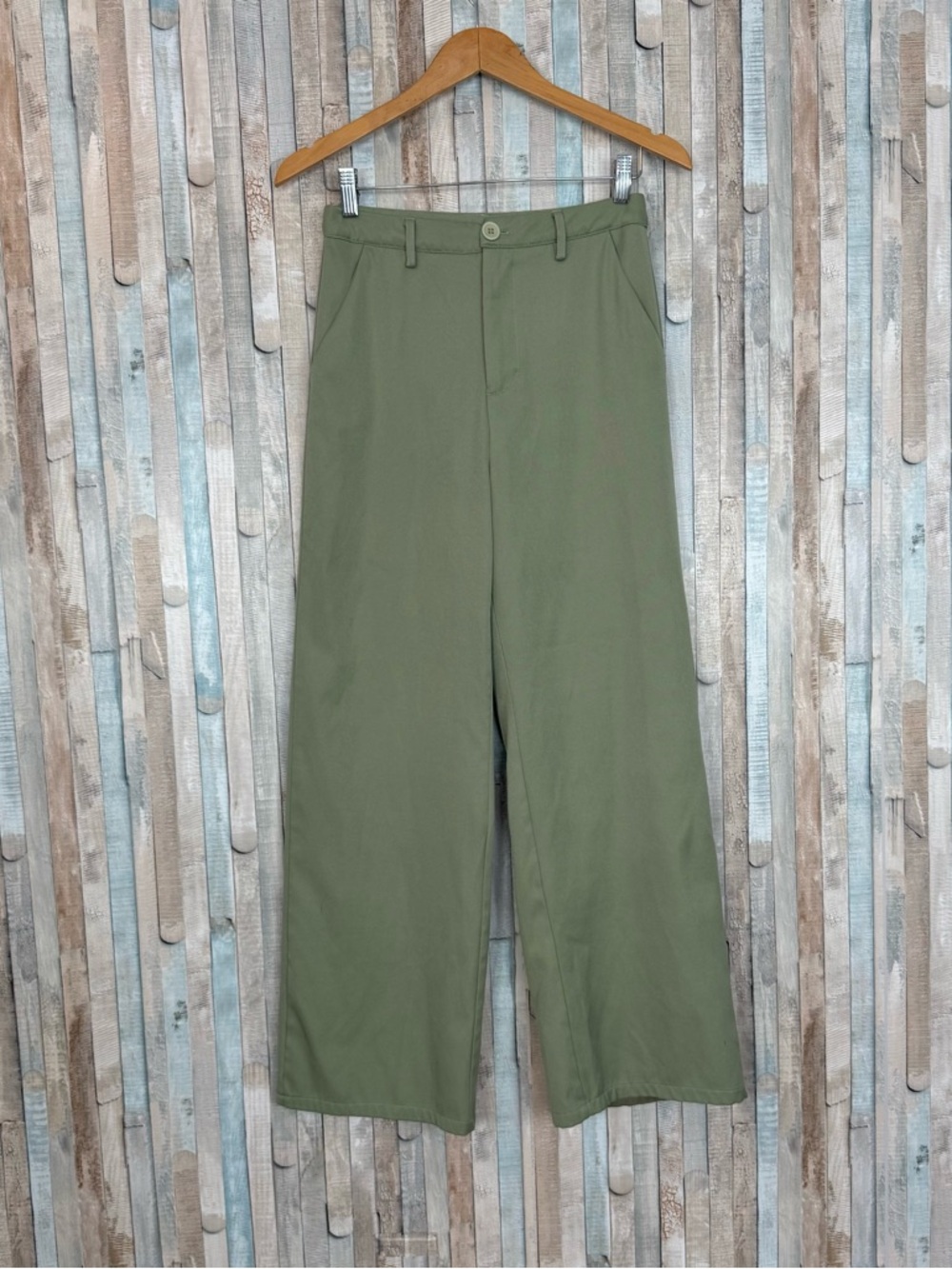 Cider S Sage High Rise Waist‎ Solid Wide Leg Trousers Pants Career Office Trendy